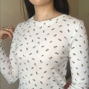 Rare Forever 21 Floral Lettuce-edge Long Sleeve